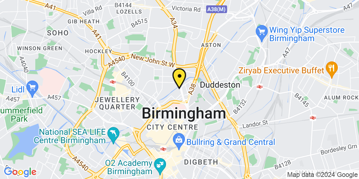 Map of Birmingham Princip Street