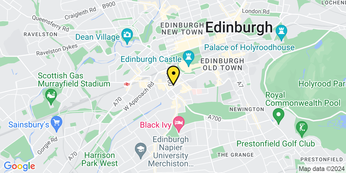 Map of Edinburgh Bread Street Lane
