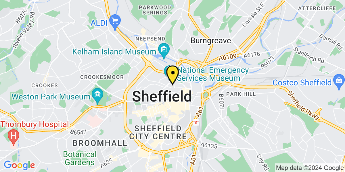 Map of Sheffield West Bar
