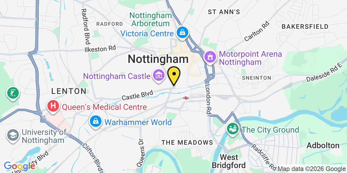 Map of Nottingham Maid Marian Way Forecourt