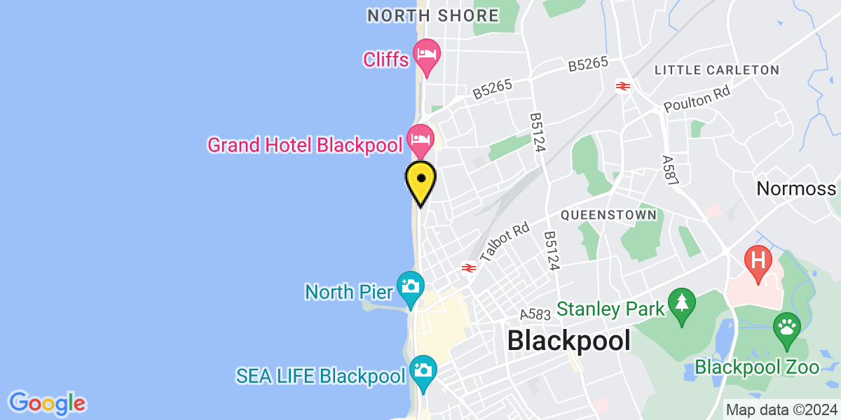 Map of Blackpool Bluewaters Hotel