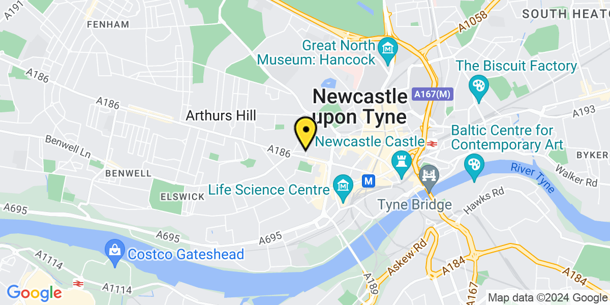 Map of Newcastle Corporation Street