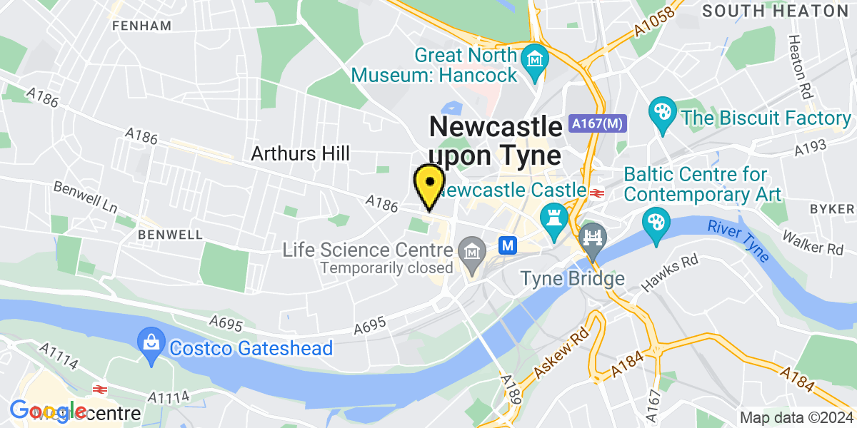 Map of Newcastle Westgate Road