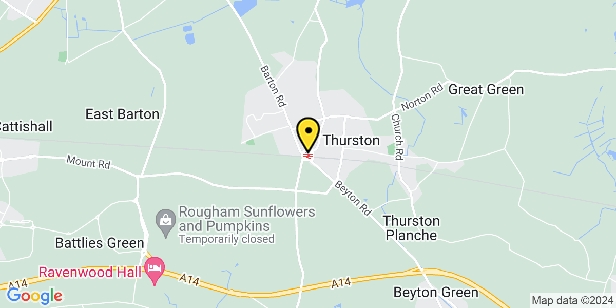 Map of Thurston Station (Greater Anglia)