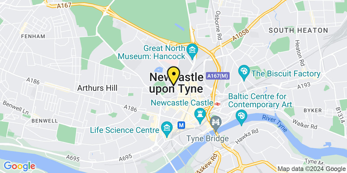 Map of Newcastle Leazes Park Road