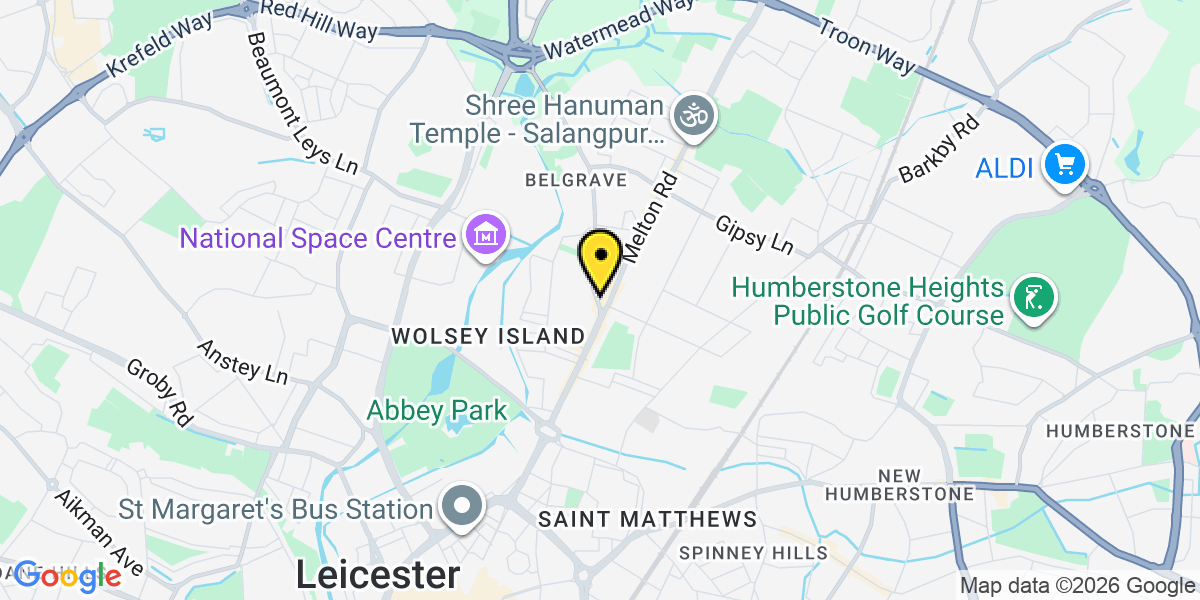 Map of Leicester Loughborough Road