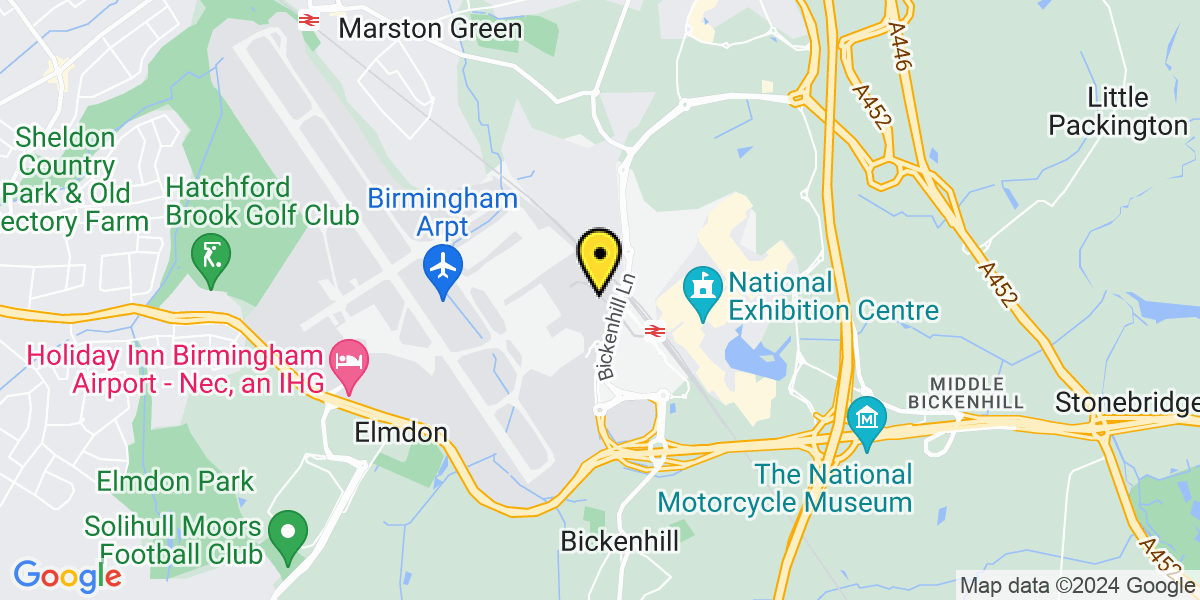 Map of Birmingham Airport Valet Parking