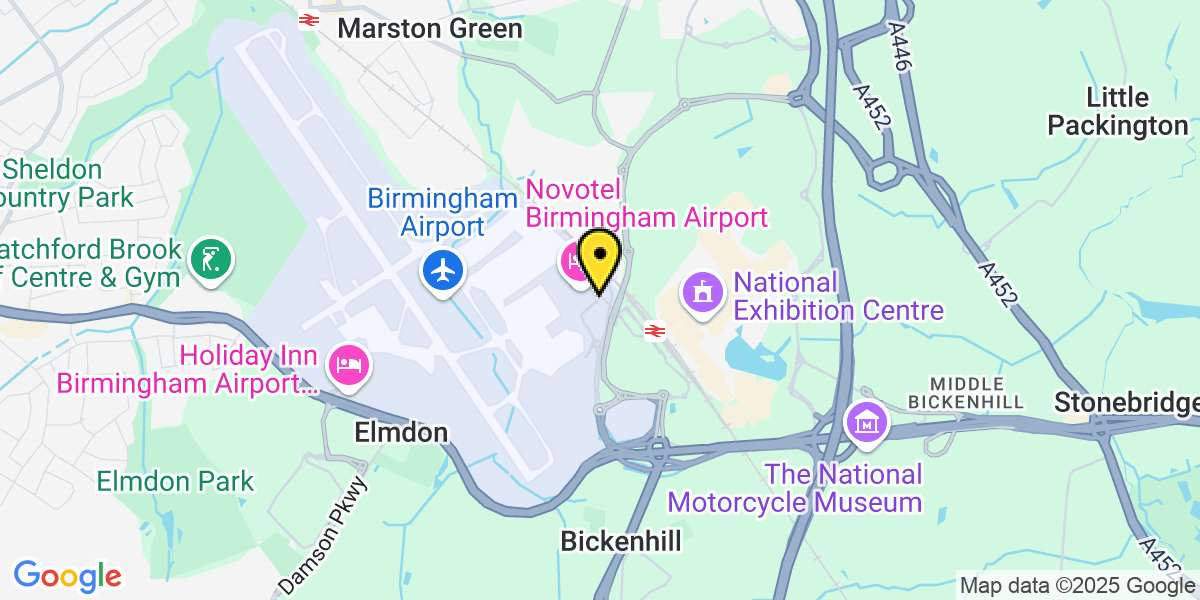 Map of Birmingham Airport Valet Parking