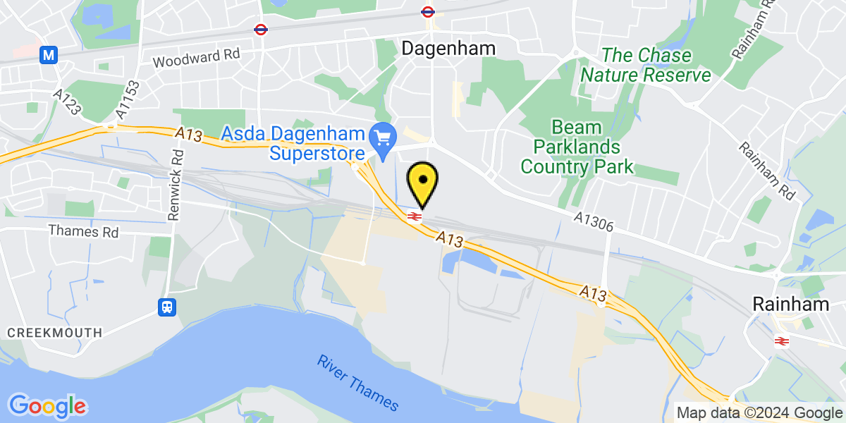 Map of Dagenham Dock Station (C2C)