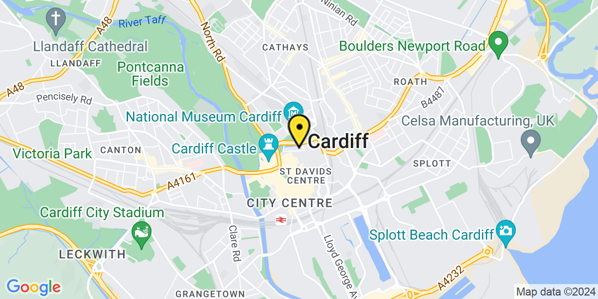 Map of Cardiff Greyfriars