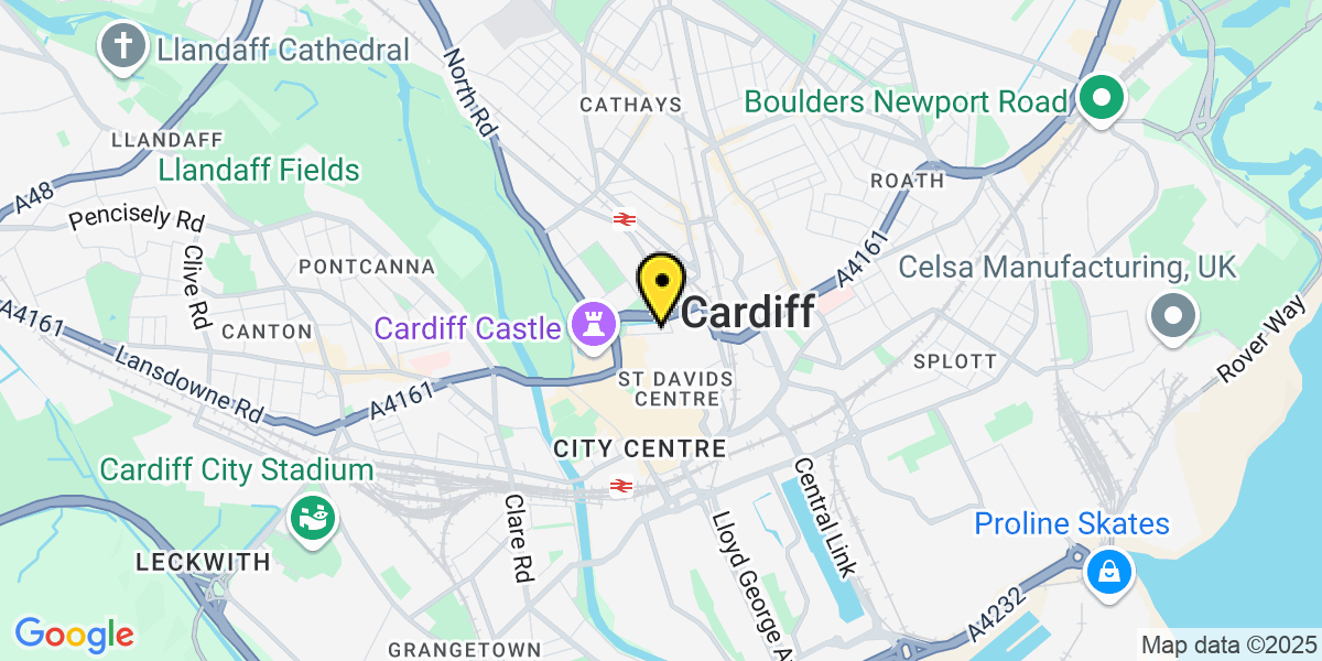 Map of Cardiff Greyfriars