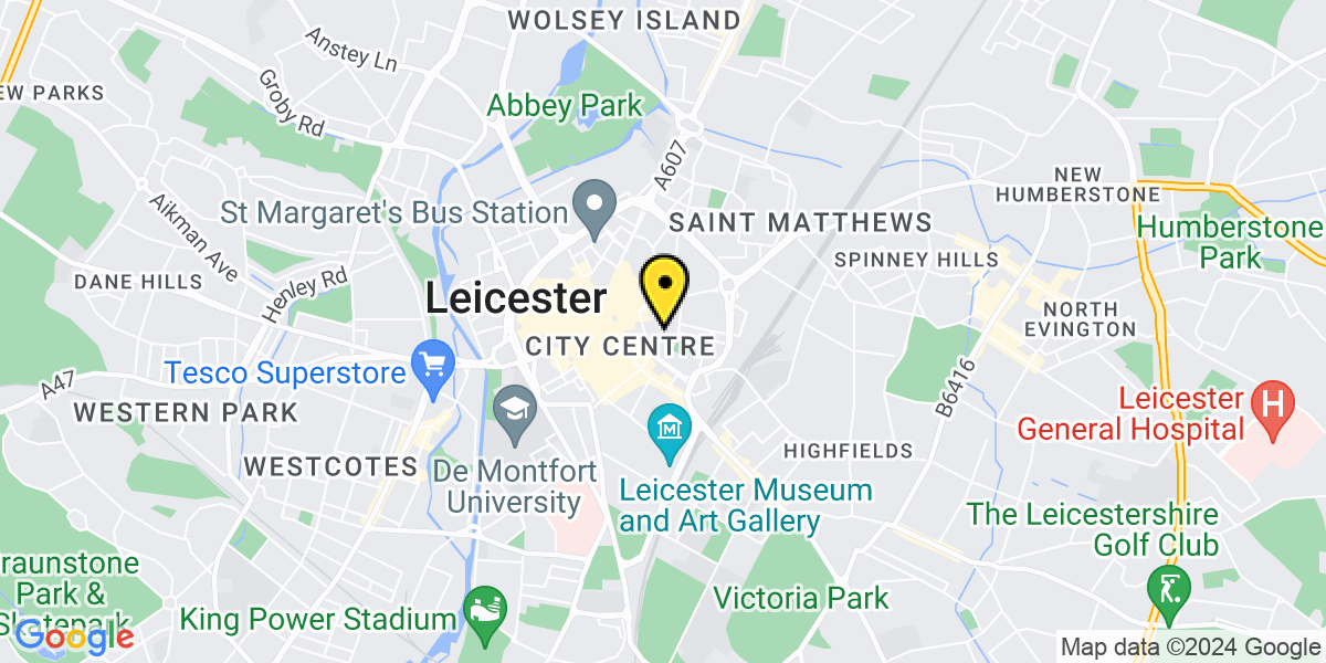 Map of Leicester Rutland Centre - P&D