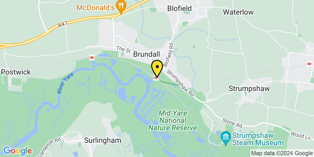 Map of Brundall Station (Greater Anglia)